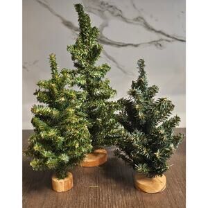 Small Vintage Faux Tiny Village Christmas Trees Lot of 3 13" 9"